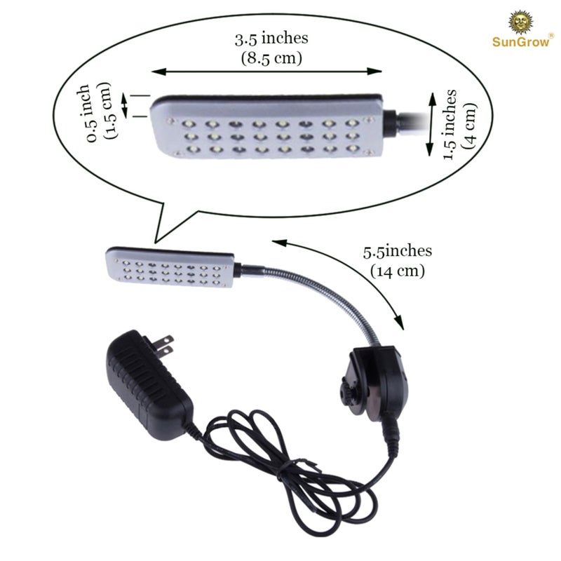 SunGrow ضوء LED لحوض السمك من SunGrow، 24 LED، أبيض وأزرق قابل للتعديل بزاوية 360° ذراع معدني مرن صغير لضوء حوض السمك، يمكن تركيبه على قفص الكلاب والقطط للأمان، رعاية الجراء والقطط الصغيرة - Image 5